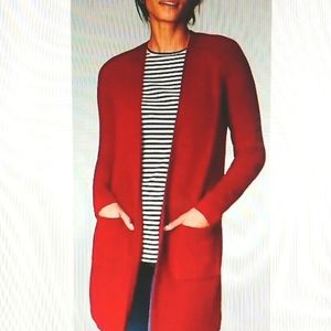 J.Jill Women's M Tall red Cardigan open front long sleeve knit. NWT